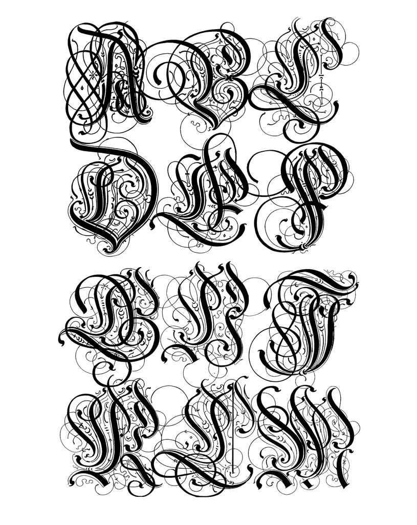 Alphabet "Kunstrichtigesch Filigree" T-Shirt Unisex