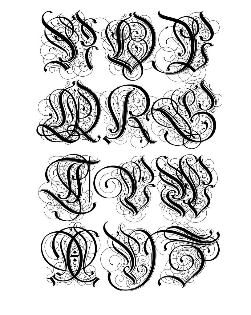 Alphabet "Kunstrichtigesch Filigree" T-Shirt Unisex