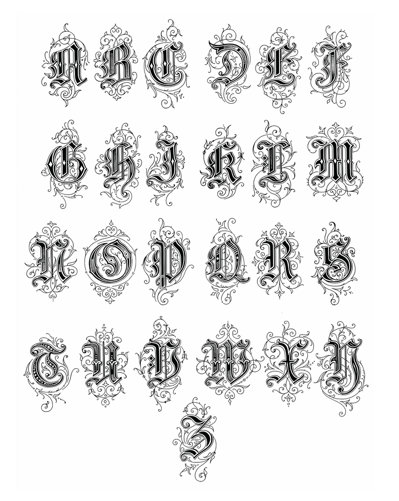 Alphabet "Old English Style" T-Shirt Unisex