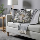 "Elizabeth Neville" 50cm x 50cm Fringed Cotton/Poly Cushion Cover 