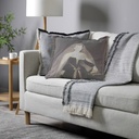 "Agnes Sorel" 50cm x 50cm Fringed Cotton/Poly Cushion Cover