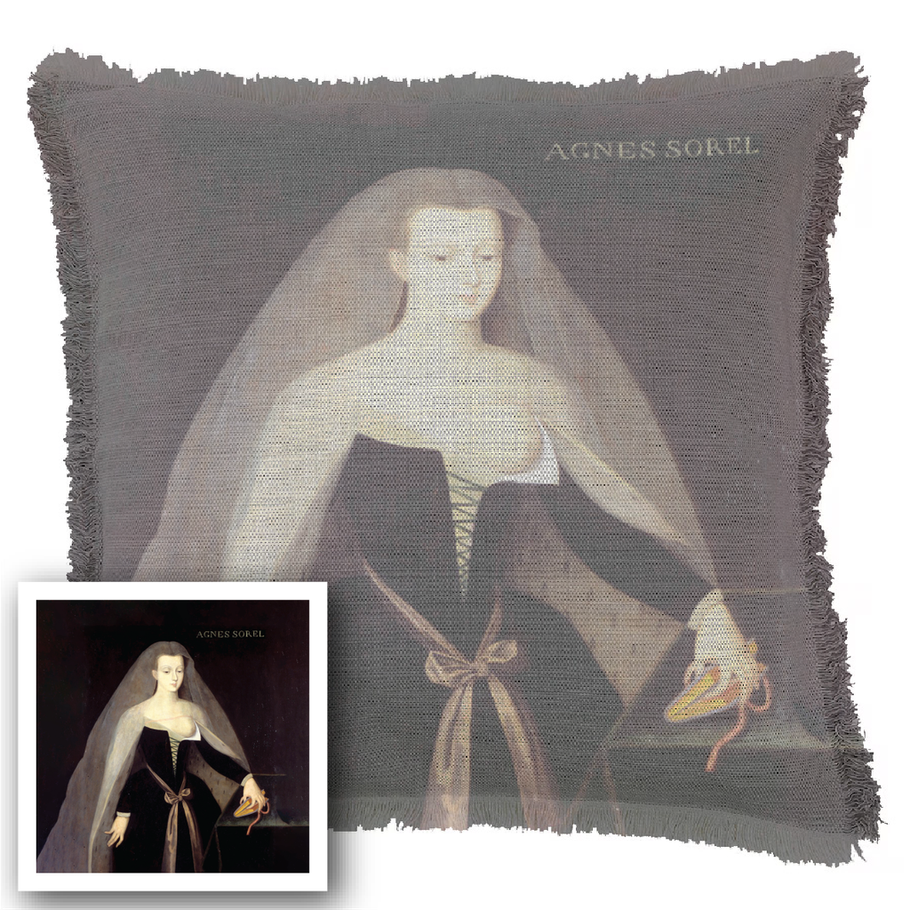 "Agnes Sorel" 50cm x 50cm Fringed Cotton/Poly Cushion Cover