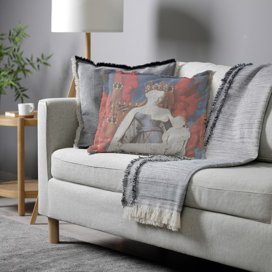 "Agnes Sorel as the Madonna" 50cm x 50cm Fringed Cotton/Poly Cushion Cover