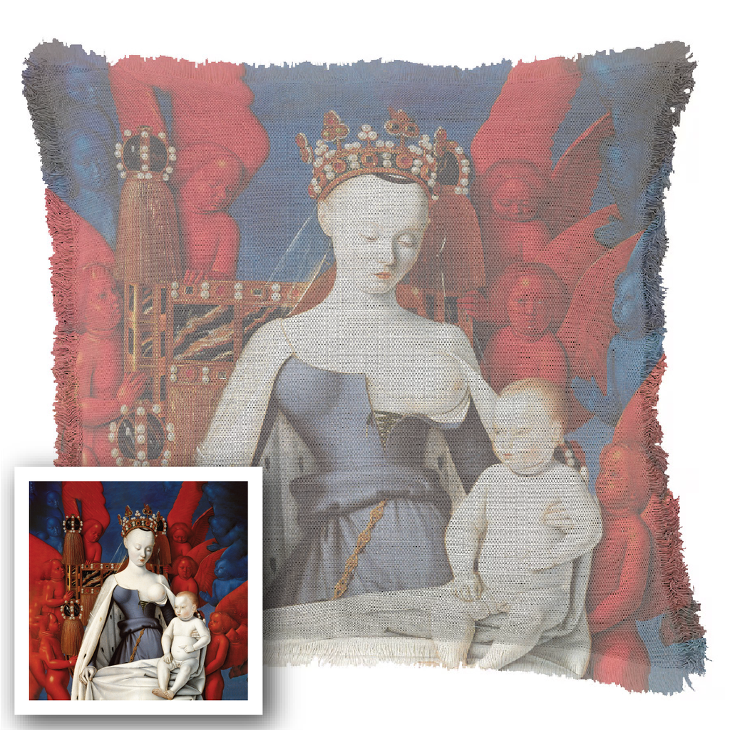 "Agnes Sorel as the Madonna" 50cm x 50cm Fringed Cotton/Poly Cushion Cover