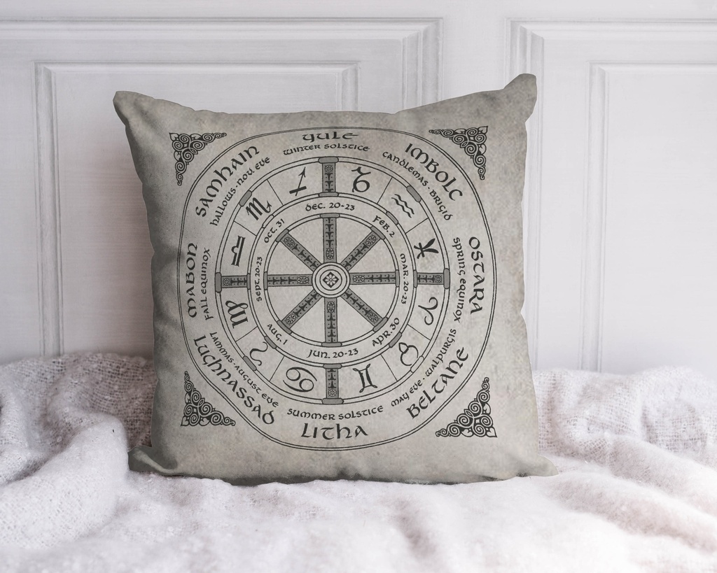 "Astrology Wicca Year" 40cm x 40cm Faux Leather Cushion Cover