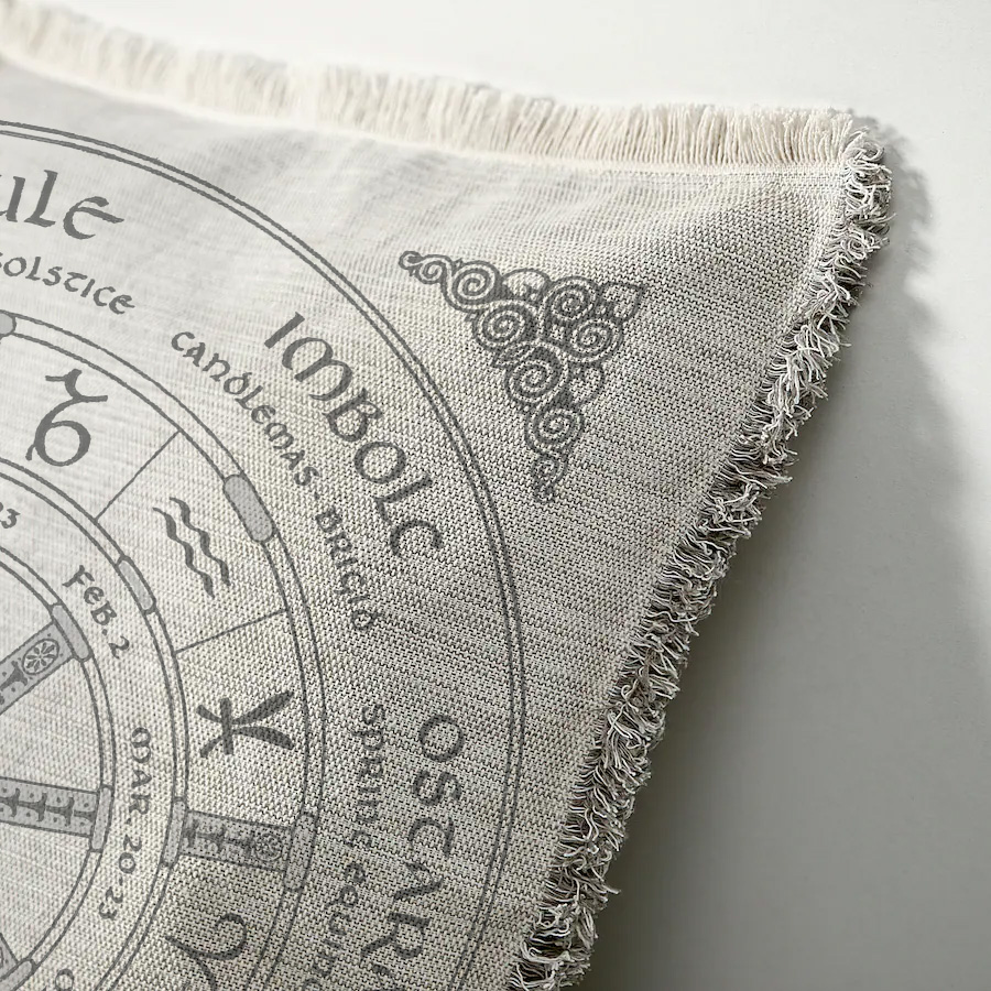 "Astrology Wicca Year" 50cm x 50cm Fringed Cotton/Poly Cushion Cover