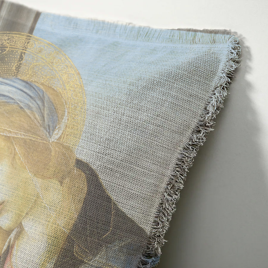 "The Virgin and Child" by Botticelli 50cm x 50cm Fringed Cotton/Poly Cushion Cover