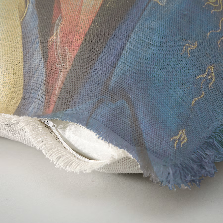 "The Virgin and Child" by Botticelli 50cm x 50cm Fringed Cotton/Poly Cushion Cover