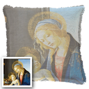 "The Virgin and Child" by Botticelli 50cm x 50cm Fringed Cotton/Poly Cushion Cover