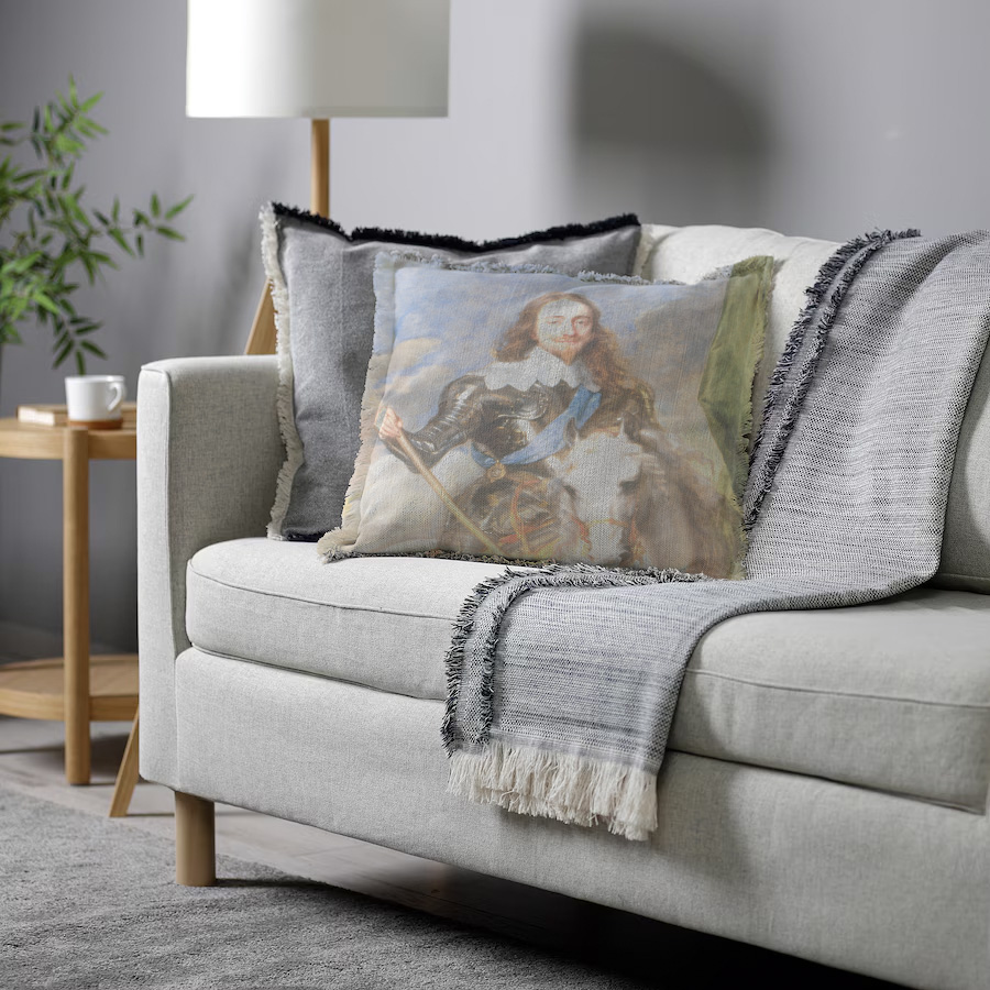 "Charles I" 50cm x 50cm Fringed Cotton/Poly Cushion Cover
