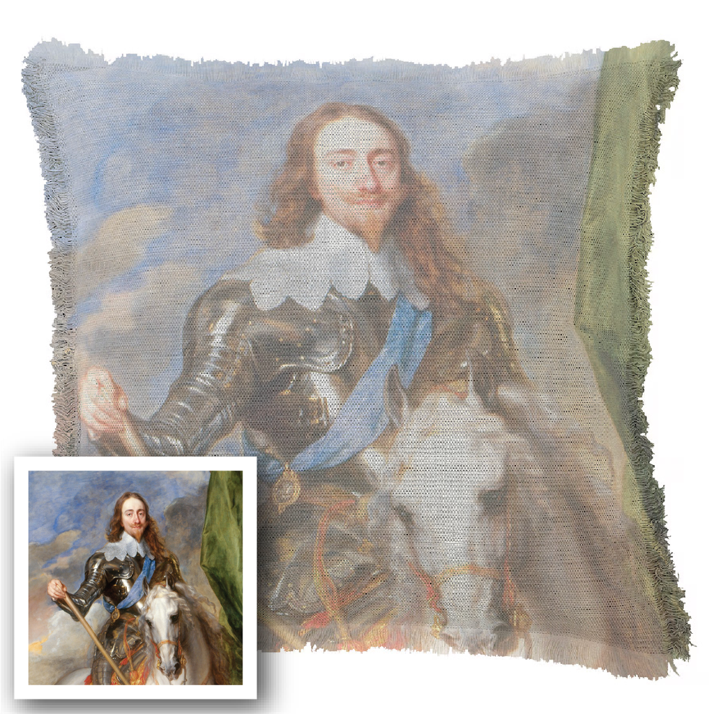 "Charles I" 50cm x 50cm Fringed Cotton/Poly Cushion Cover