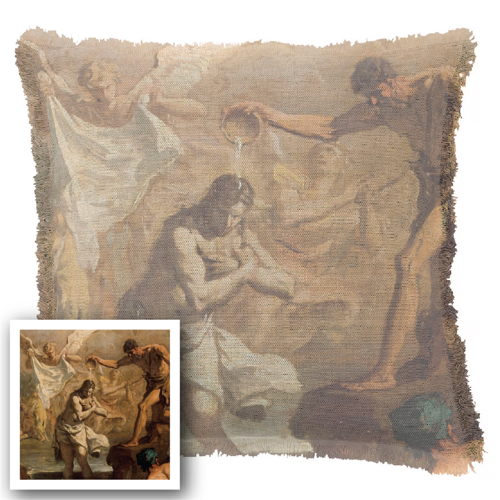 "The Baptism of Christ" 50cm x 50cm Fringed Cotton/Poly Cushion Cover