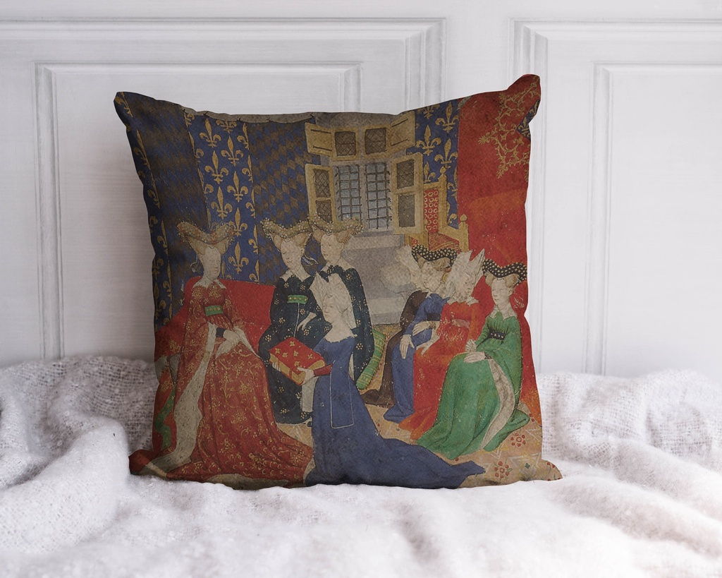 "Christine Pizan - Presentation" 40cm x 40cm Faux Leather Cushion Cover