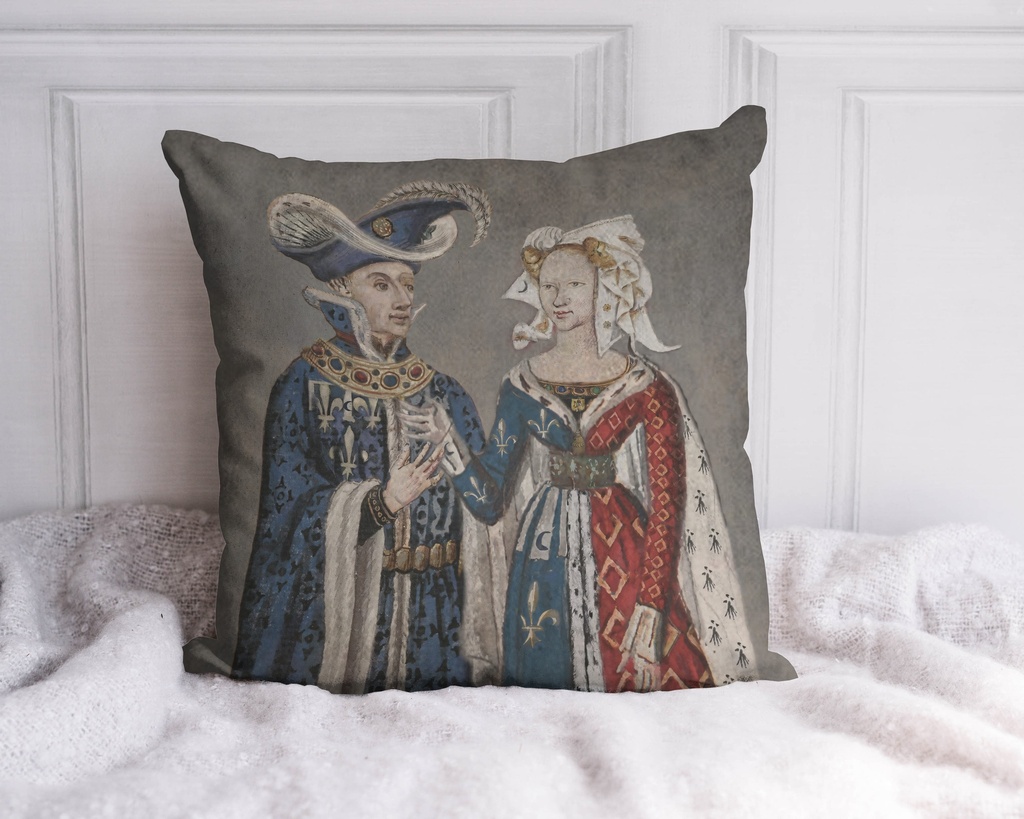 "Comte et Comtesse d'Angouleme" 40cm x 40cm Faux Leather Cushion Cover
