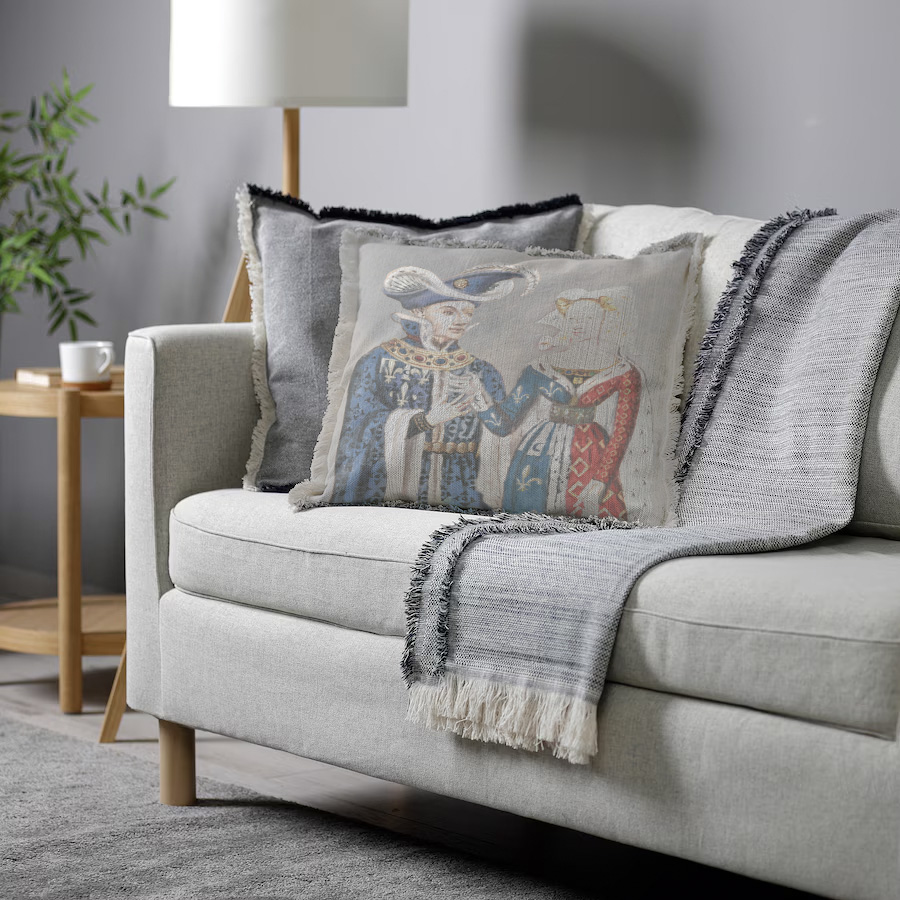 "Comte et Comtesse d'Angouleme" 50cm x 50cm Fringed Cotton/Poly Cushion Cover