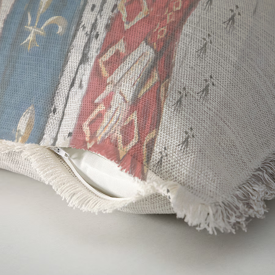 "Comte et Comtesse d'Angouleme" 50cm x 50cm Fringed Cotton/Poly Cushion Cover