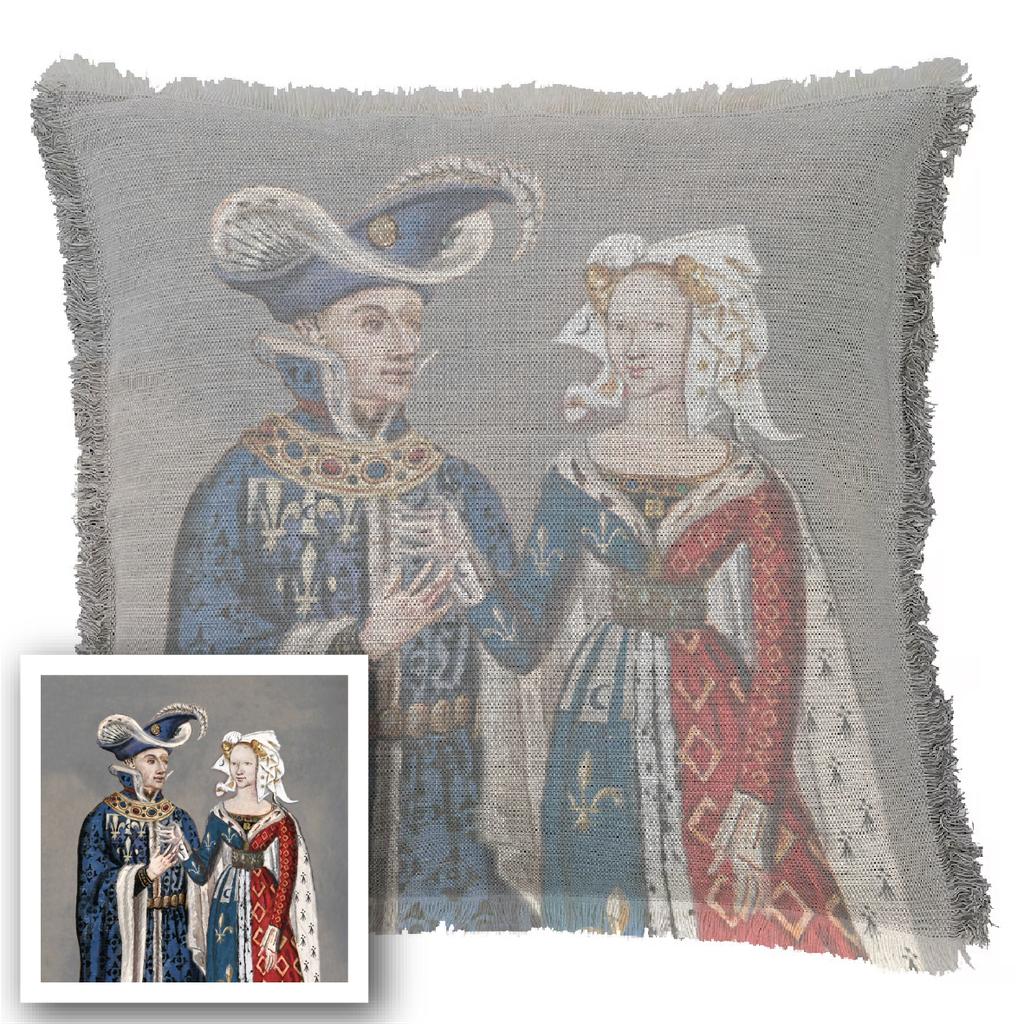 "Comte et Comtesse d'Angouleme" 50cm x 50cm Fringed Cotton/Poly Cushion Cover