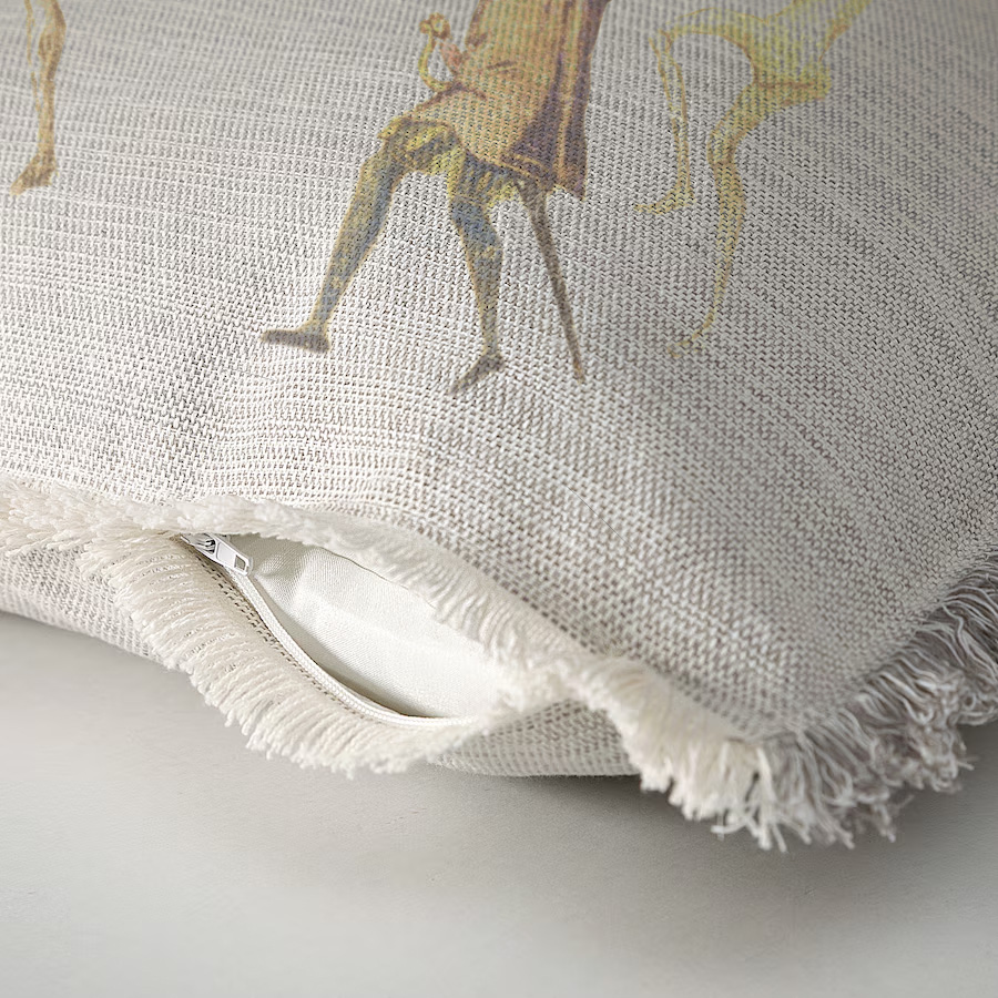"Dance Macabre" 50cm x 50cm Fringed Cotton/Poly Cushion Cover