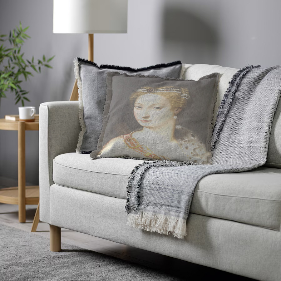 "Diane de Poitiers" 50cm x 50cm Fringed Cotton/Poly Cushion Cover