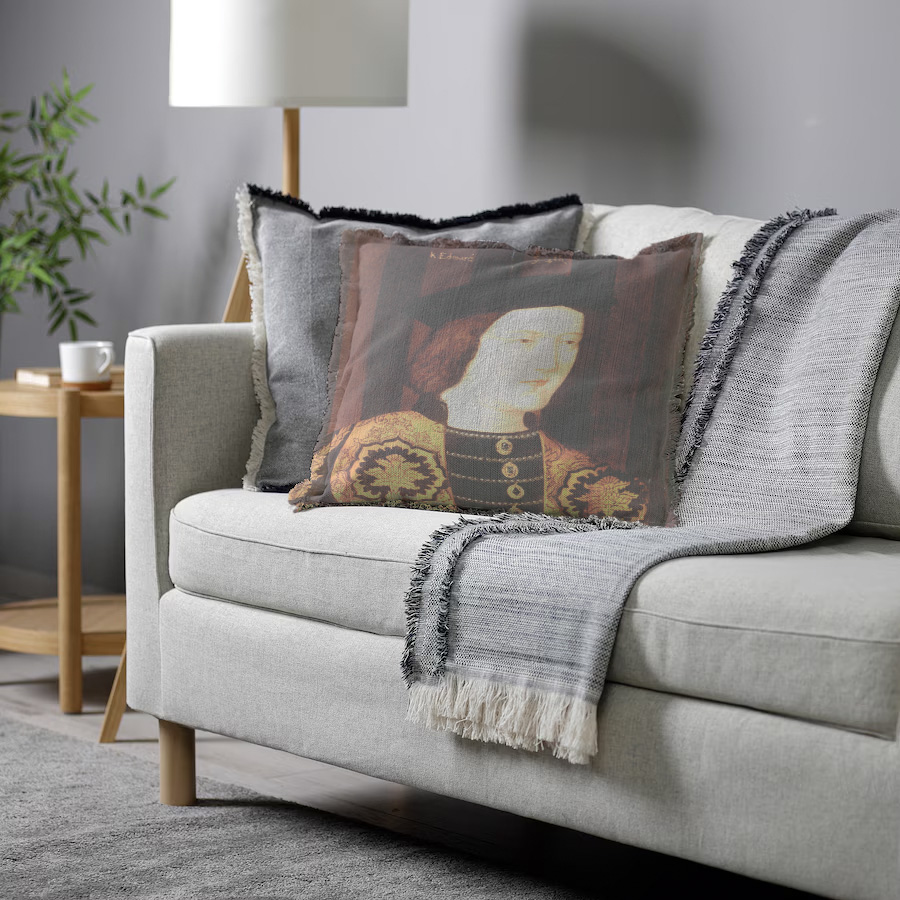 "Diane de Poitiers" 50cm x 50cm Fringed Cotton/Poly Cushion Cover