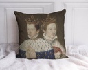 "Francois II and Mary Stuart" 40cm x 40cm Faux Leather Cushion Cover