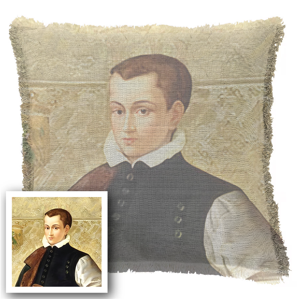 "Elizabeth of York" 50cm x 50cm Fringed Cotton/Poly Cushion Cover