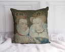 "Henri de Navarre et Marguerite de Valois" 40cm x 40cm Faux Leather Cushion Cover