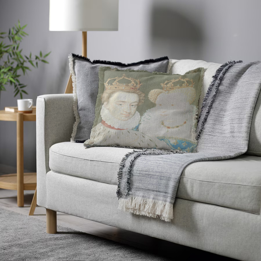"Agnes Sorel as the Madonna" 50cm x 50cm Fringed Cotton/Poly Cushion Cover