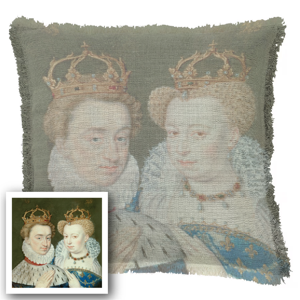 "Agnes Sorel as the Madonna" 50cm x 50cm Fringed Cotton/Poly Cushion Cover