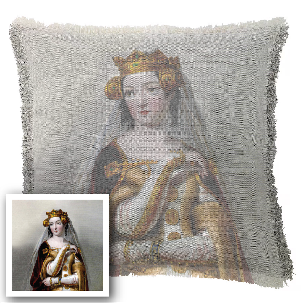"Elizabeth of York" 50cm x 50cm Fringed Cotton/Poly Cushion Cover
