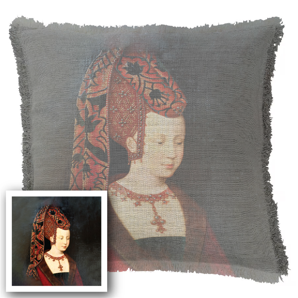 "Elizabeth of York" 50cm x 50cm Fringed Cotton/Poly Cushion Cover