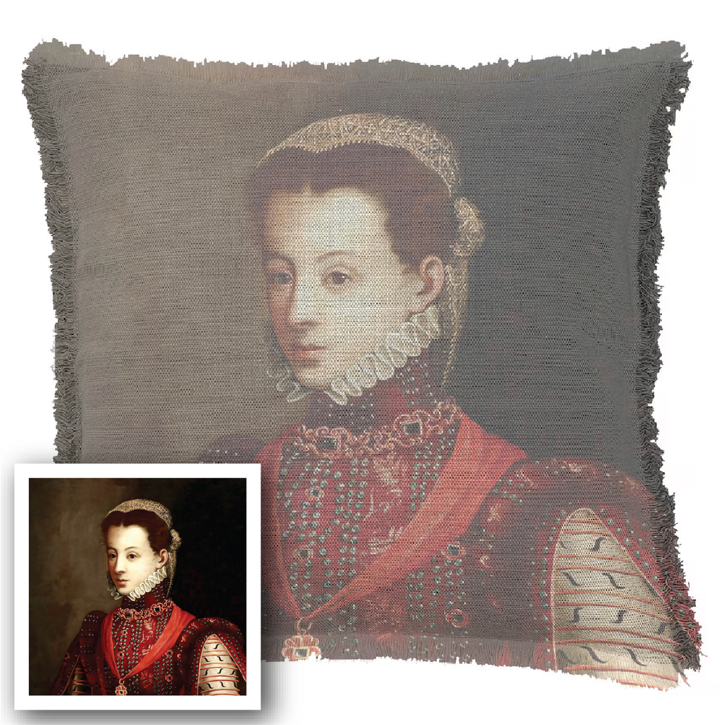 "Elizabeth of York" 50cm x 50cm Fringed Cotton/Poly Cushion Cover