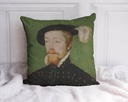 "James V on Green" 40cm x 40cm Faux Leather Cushion Cover