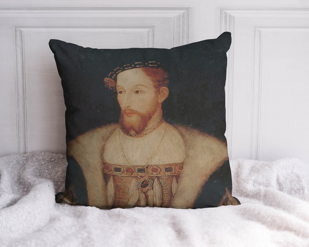 "James V Portrait" 40cm x 40cm Faux Leather Cushion Cover
