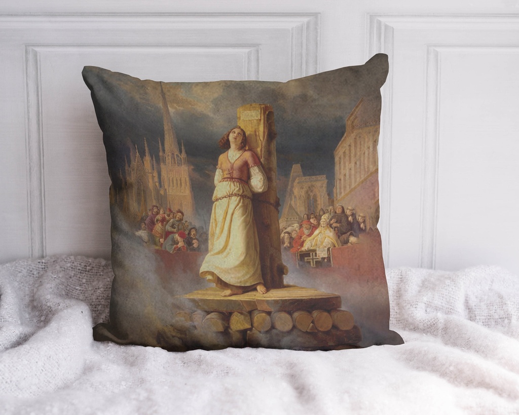 "Joan of Arc (Jeanne d'Arc)" by Hermann Anton Stilke 40cm x 40cm Faux Leather Cushion Cover