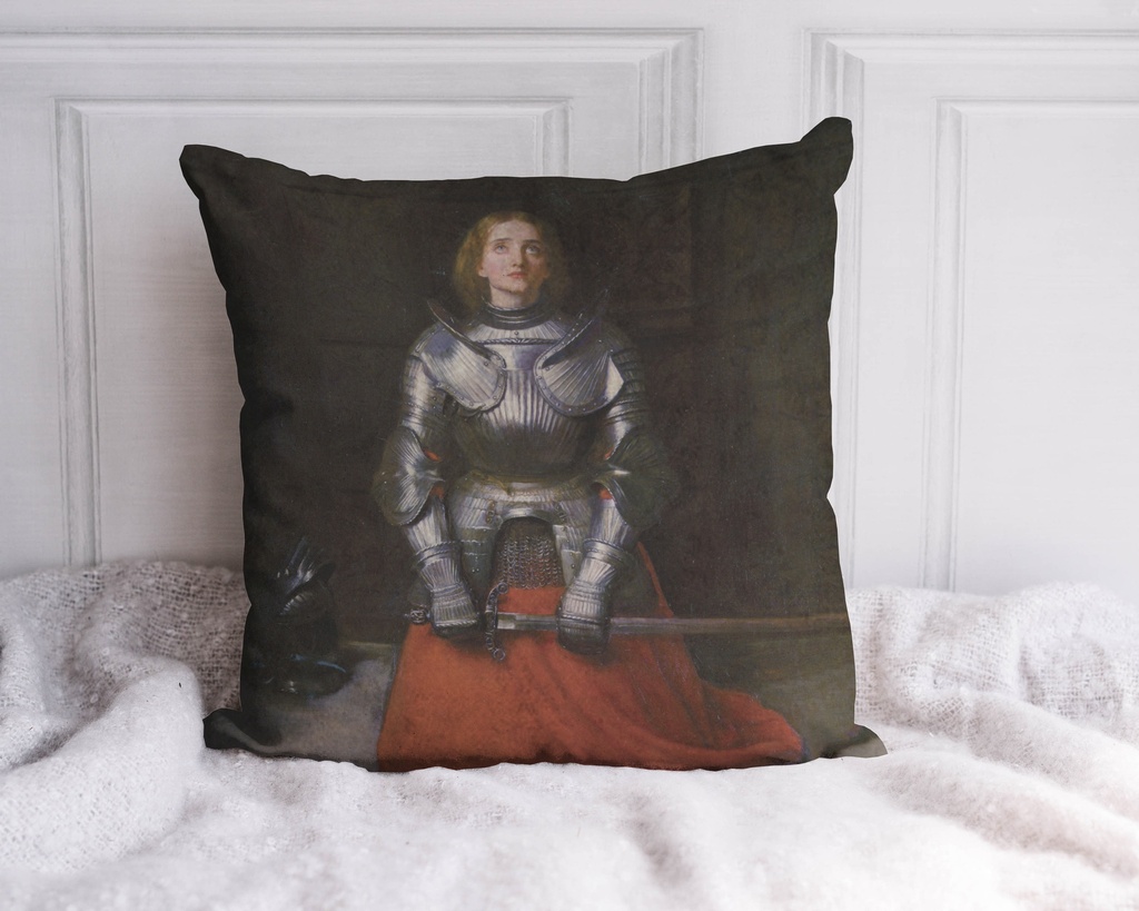 "Joan of Arc (Jeanne d'Arc)" by John Everett Millais 40cm x 40cm Faux Leather Cushion Cover