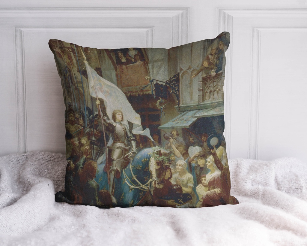 "Joan of Arc (Jeanne d'Arc) Entering Orleans" 40cm x 40cm Faux Leather Cushion Cover