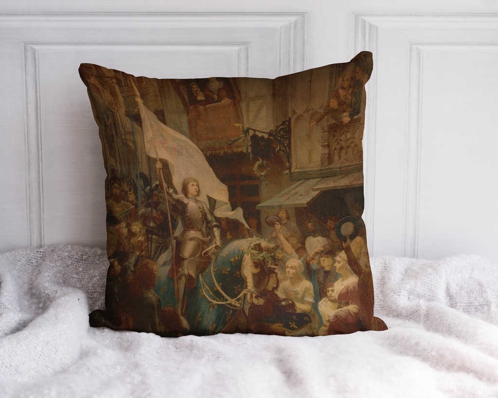 "Joan of Arc (Jeanne d'Arc) Entering Orleans" 40cm x 40cm Faux Leather Cushion Cover