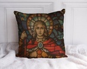 "Joan of Arc (Jeanne d'Arc) Stained Glass" 40cm x 40cm Faux Leather Cushion Cover