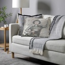 "Elizabeth of York" 50cm x 50cm Fringed Cotton/Poly Cushion Cover