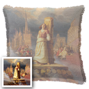 "Elizabeth of York" 50cm x 50cm Fringed Cotton/Poly Cushion Cover