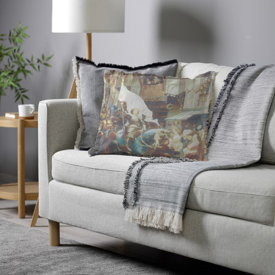 "Elizabeth of York" 50cm x 50cm Fringed Cotton/Poly Cushion Cover