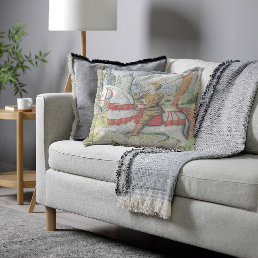 "Elizabeth of York" 50cm x 50cm Fringed Cotton/Poly Cushion Cover