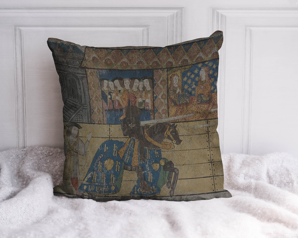 "Jousting" 40cm x 40cm Faux Leather Cushion Cover