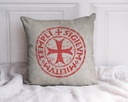"Knights Templar Sigil" 40cm x 40cm Faux Leather Cushion Cover