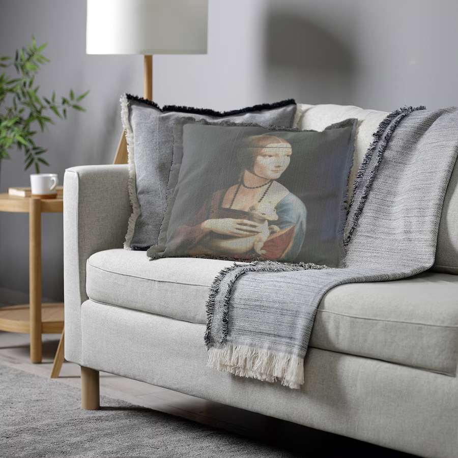 "Elizabeth of York" 50cm x 50cm Fringed Cotton/Poly Cushion Cover