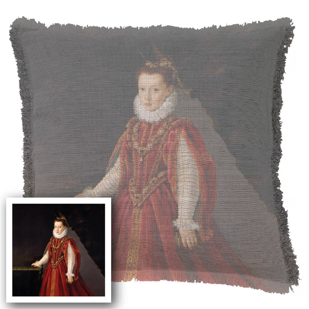 "Elizabeth of York" 50cm x 50cm Fringed Cotton/Poly Cushion Cover
