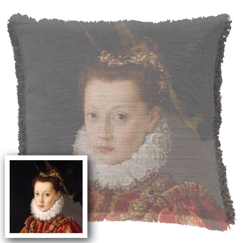 "Elizabeth of York" 50cm x 50cm Fringed Cotton/Poly Cushion Cover