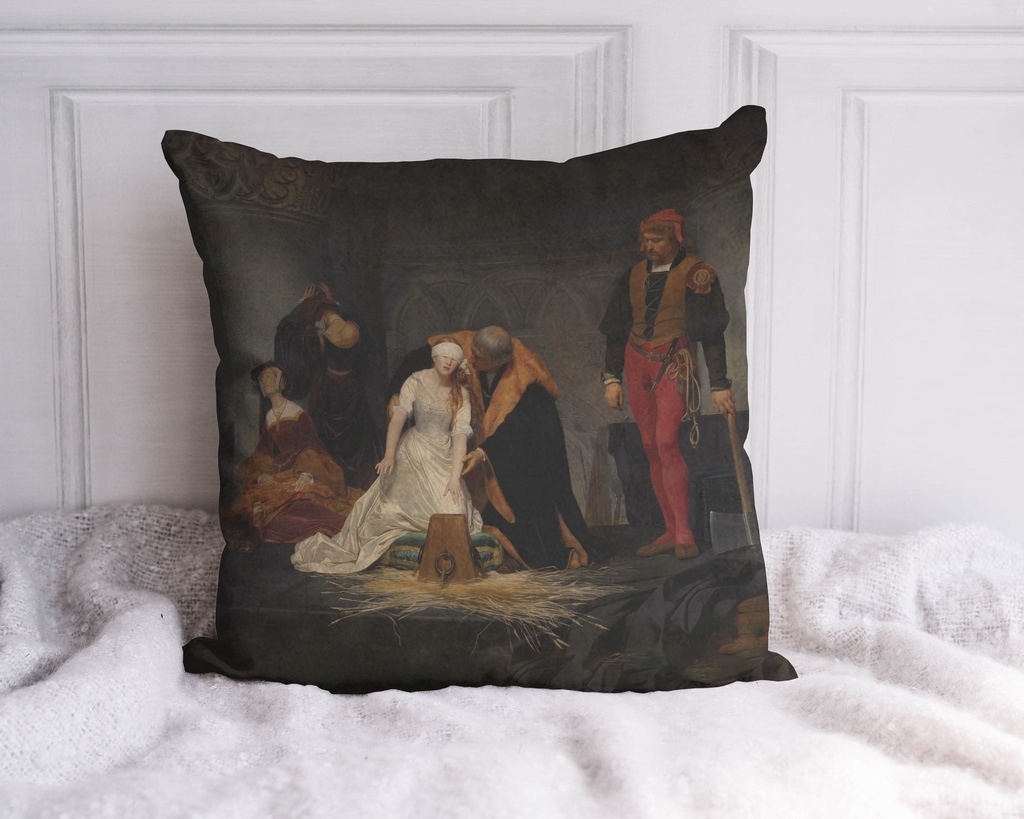 "Lady Jane Grey Execution" 40cm x 40cm Faux Leather Cushion Cover