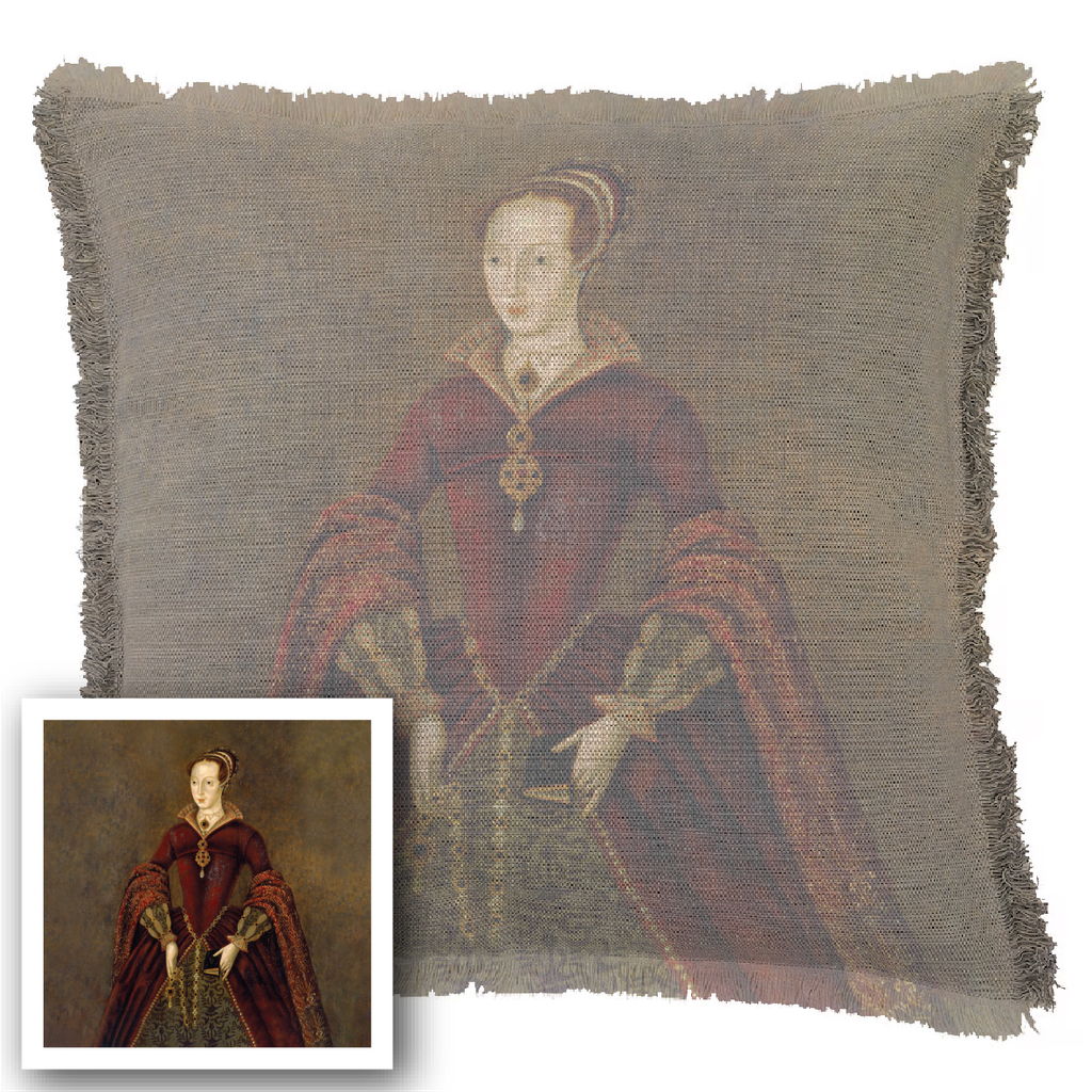 "Elizabeth of York" 50cm x 50cm Fringed Cotton/Poly Cushion Cover